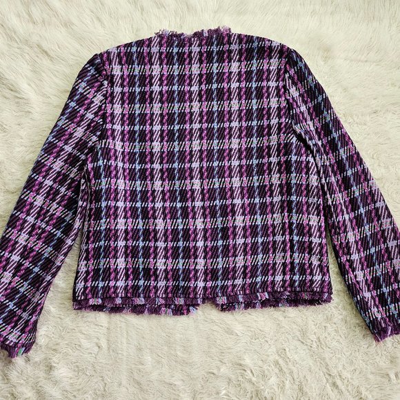 Kate Spade New York Women's Purple Plaid Tweed Blazer Jacket Size 8 - Picture 3 of 8